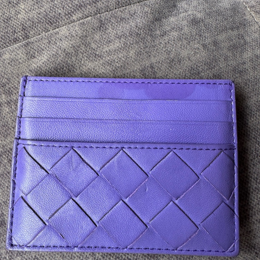 Bottega Veneta Purple Intrecciato Leather Card Case with Original Box & Dust Bag - Picture 2 of 8